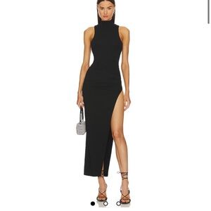 REVOLVE Black Asymmetrical High-Slit Dress